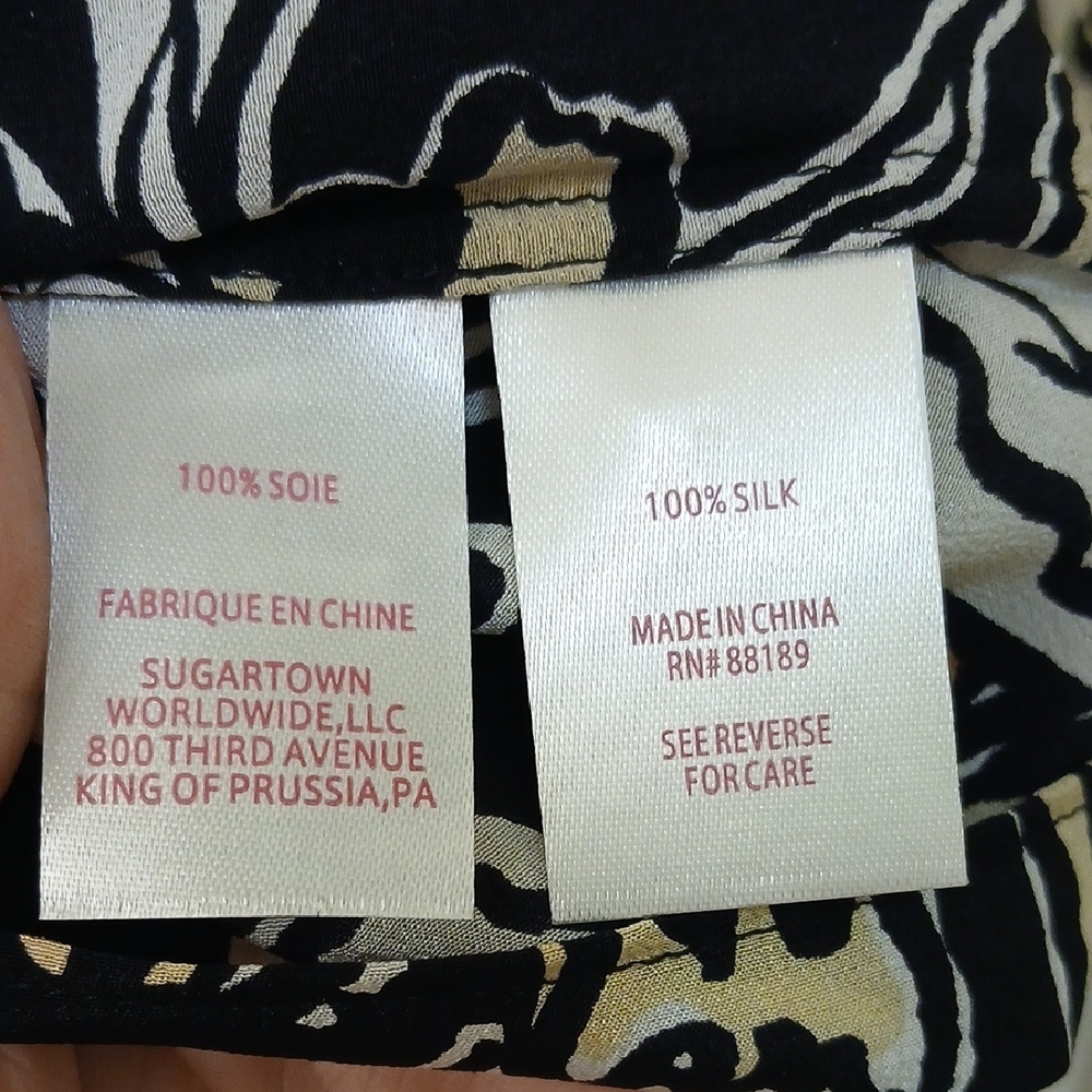 Lilly Pulitzer Black and Tan Floral Silk Top - Picture 8 of 8